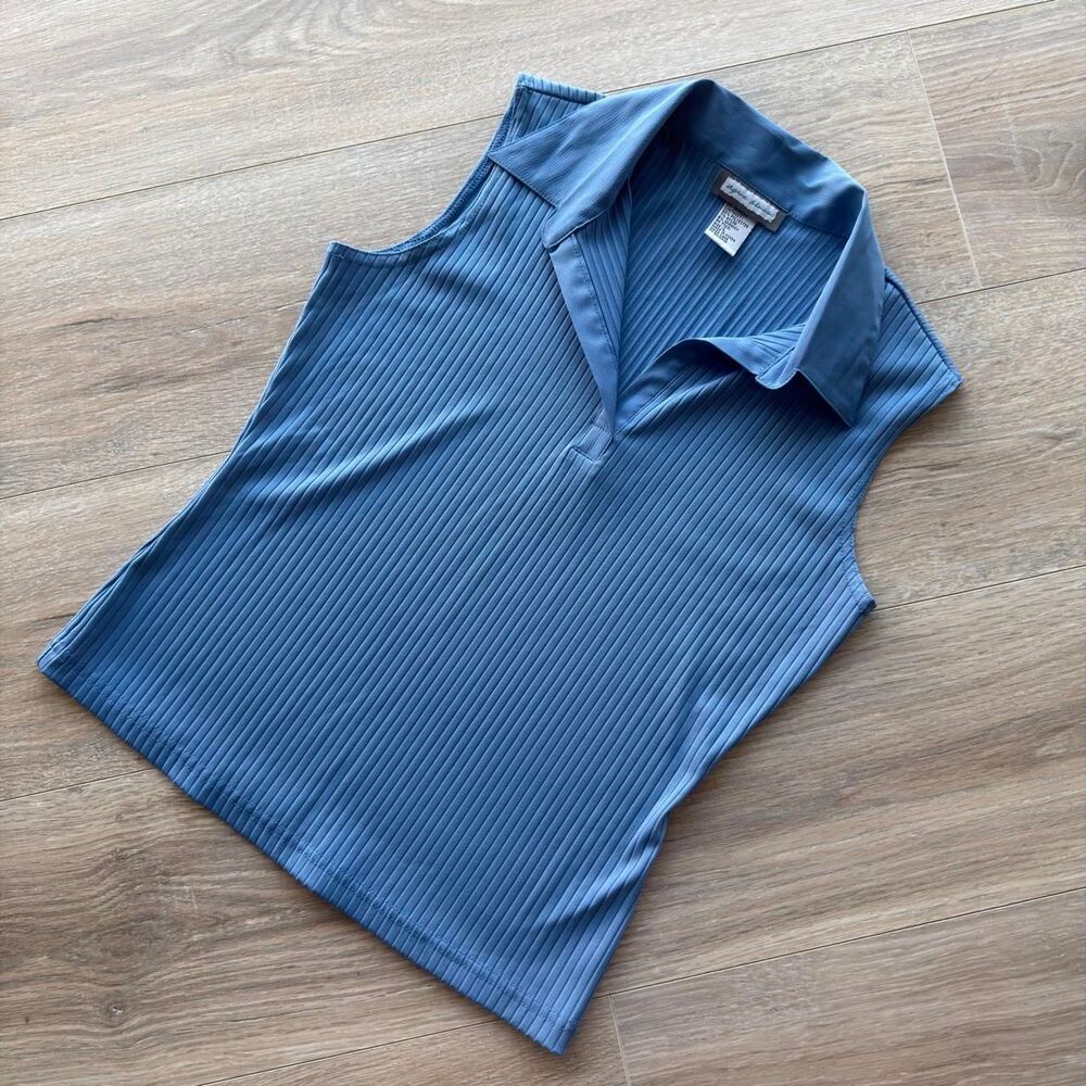 Aqua Blues Women's Large Cornflower Blue Sleeveless Polo Shirt Athletic Golf